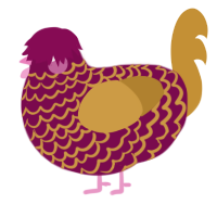 A wine and gold chicken with a lace pattern