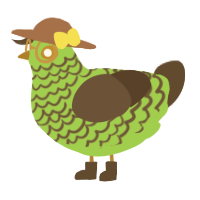 A grass and bark chicken with a lace pattern