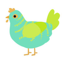 A mint and lime chicken with a half-bar pattern