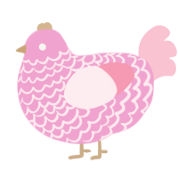 A pink and rose chicken with a lace pattern