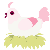 A white and rose chicken with a head pattern