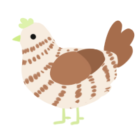 A cream and brown chicken with a bar pattern