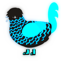 A sable and sky chicken with a lace pattern