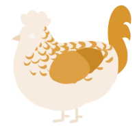 A cream and orange chicken with a half-lace pattern