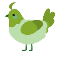 A gluppy and chartreuse chicken with a head pattern