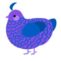 A blurple and ultramarine chicken with a lace pattern