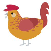 A orange and red chicken with a half-lace pattern