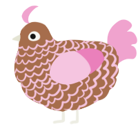 A brown and pink chicken with a lace pattern