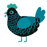 A black and sea chicken with a lace pattern
