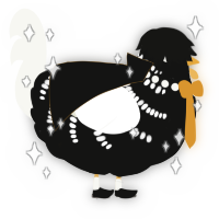 A black and white chicken with a half-bar pattern