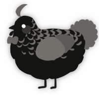 A black and grey chicken with a half-lace pattern