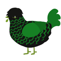 A black and leaf chicken with a lace pattern