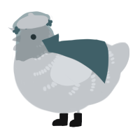 A silver chicken with a half-bar pattern