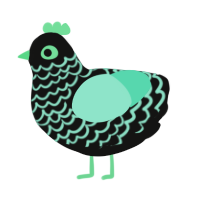 A black and mint chicken with a lace pattern