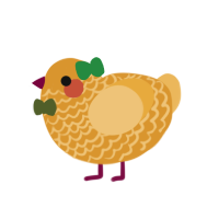A orange and honey chicken with a lace pattern