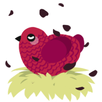 A crimson and maroon chicken with a lace pattern