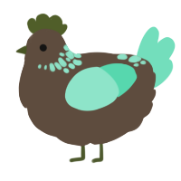A bark and mint chicken with a neck-speckle pattern