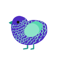 Blacklight Glow, a indigo and mint chicken with a lace pattern