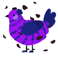A amethyst and navy chicken with a bar pattern