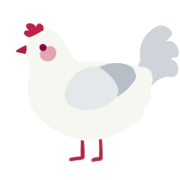 A white and mist chicken