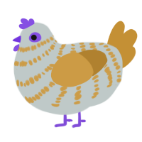 A silver and gold chicken with a bar pattern