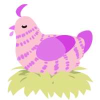 A rose and orchid chicken with a bar pattern