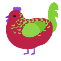 A crimson and grass chicken with a half-lace pattern