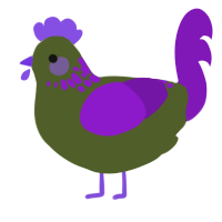 A olive and violet chicken with a neck-speckle pattern