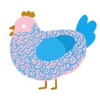 A rose and sky chicken with a double-lace pattern