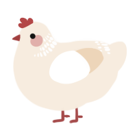 A cream chicken with a neck-band pattern