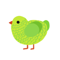 pear, a lime and grass chicken with a lace pattern