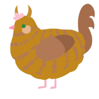 A ochre and brown chicken with a bar pattern