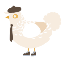 A cream chicken with a half-lace pattern