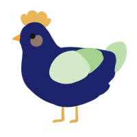 A navy and gluppy chicken