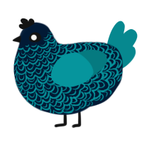 A tumblr and teal chicken with a double-lace pattern