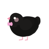 A black and sable chicken with a head pattern