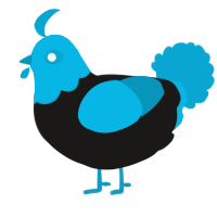 A sable and cerulean chicken with a head pattern