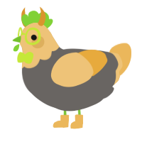 A grey and honey chicken with a head pattern
