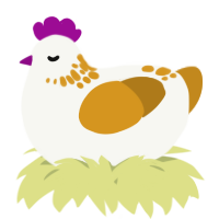 A white and ochre chicken with a neck-speckle pattern