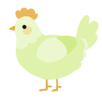 A apple chicken with a head pattern
