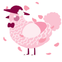 A rose chicken with a lace pattern