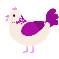 A cream and plum chicken with a neck-speckle pattern
