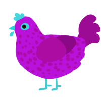 A amethyst and plum chicken with a speckle pattern