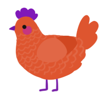 A vermilion chicken with a lace pattern