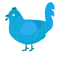 A cerulean and sky chicken with a lace pattern