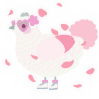A white and rose chicken with a lace pattern