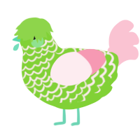 A grass and rose chicken with a lace pattern