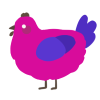 A fuchsia and indigo chicken