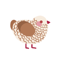 Doctor Evil, a cream and brown chicken with a lace pattern