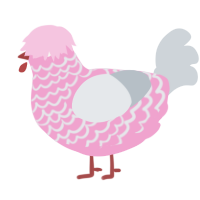 A pink and mist chicken with a lace pattern